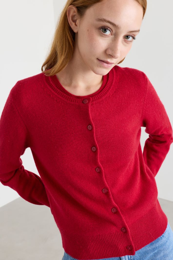 Straight-fit cardigan - RED - Intrend - 3