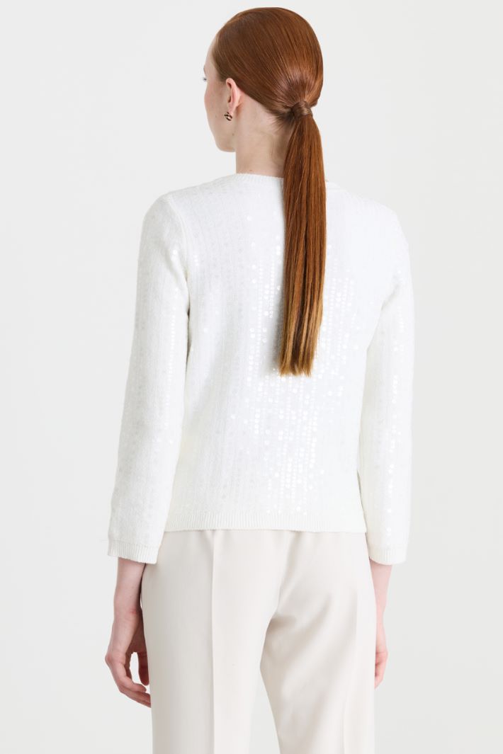 Sequinned bouclé cardigan - WHITE - Intrend - 4