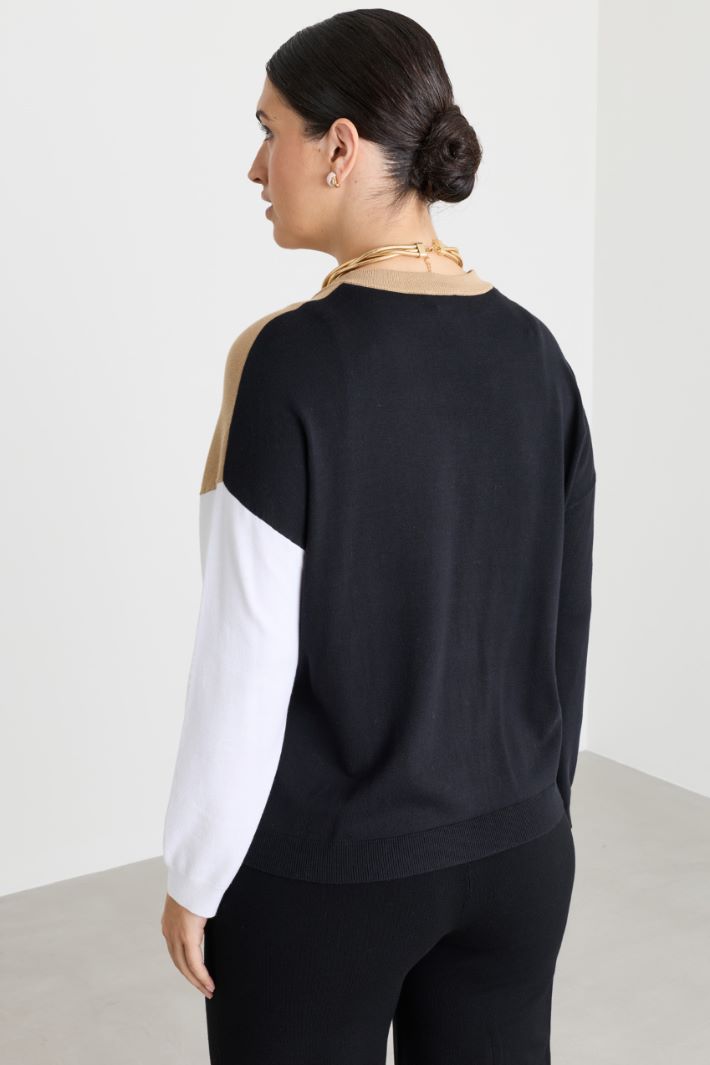 Multicolour cardigan - CAMEL BLACK WHITE - Intrend - 4