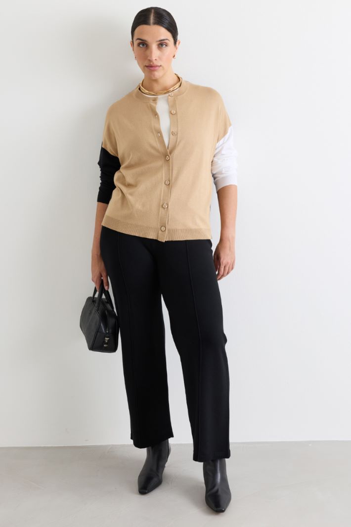 Multicolour cardigan - CAMEL BLACK WHITE - Intrend