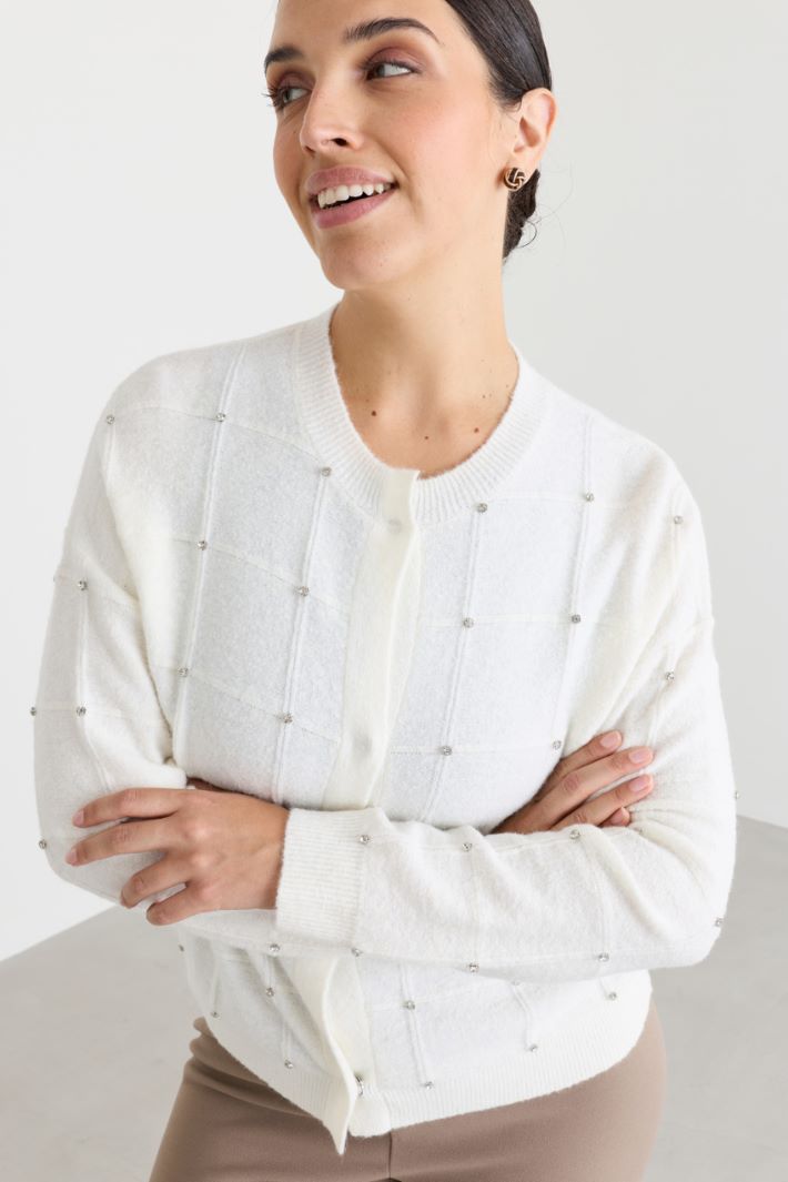 Cardigan à strass - BLANC - Intrend - 3