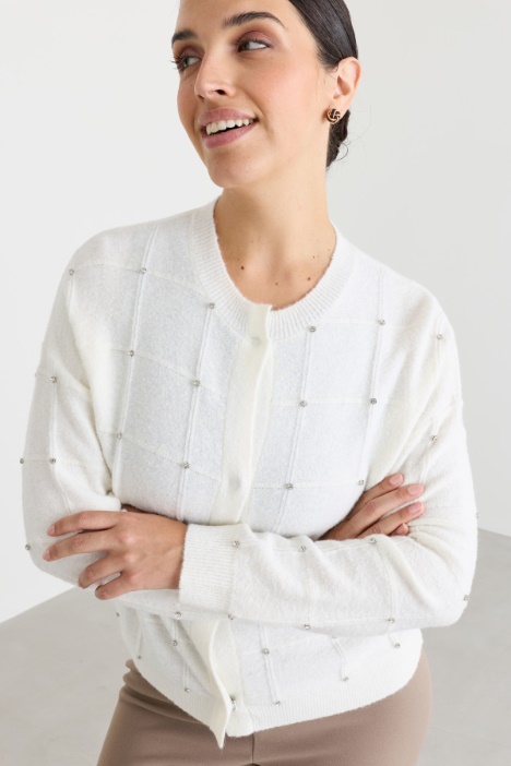 Cardigan con strass