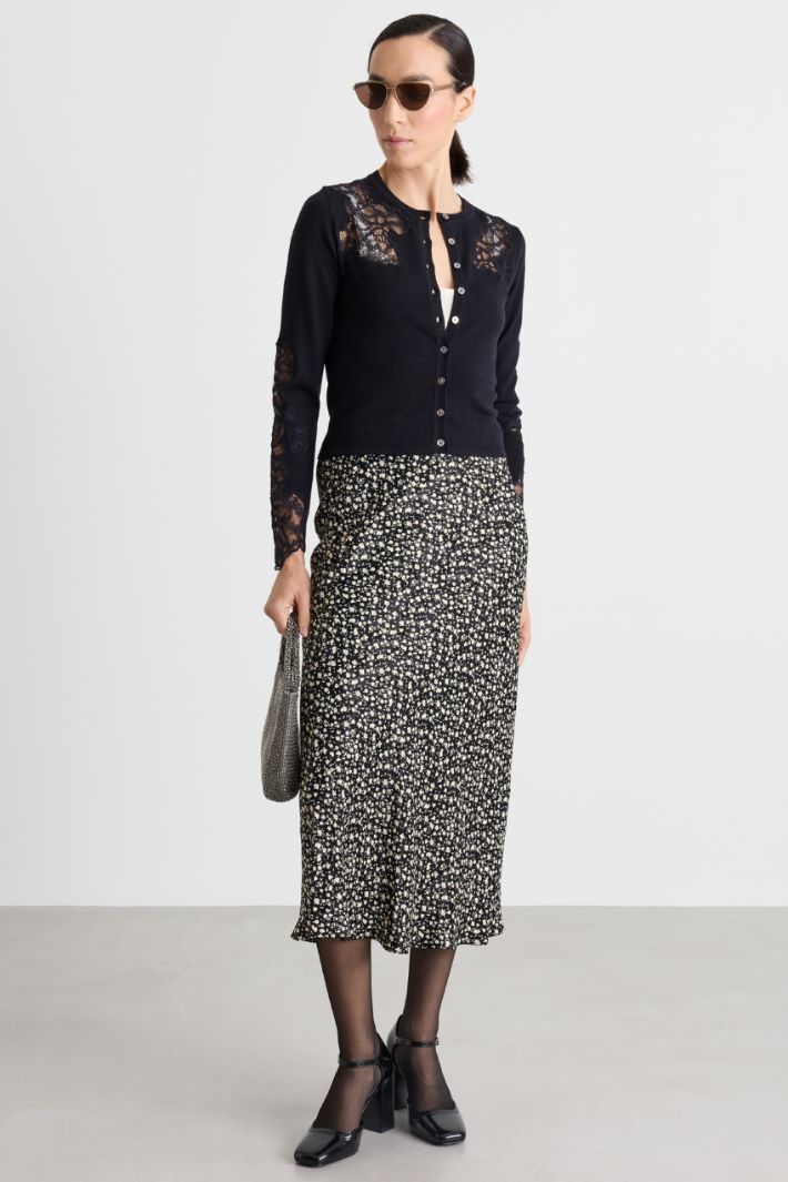 Cardigan à empiècements en dentelle - NOIR - Intrend
