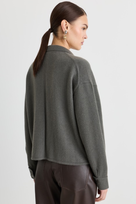 Cardigan cropped in puro cashmere