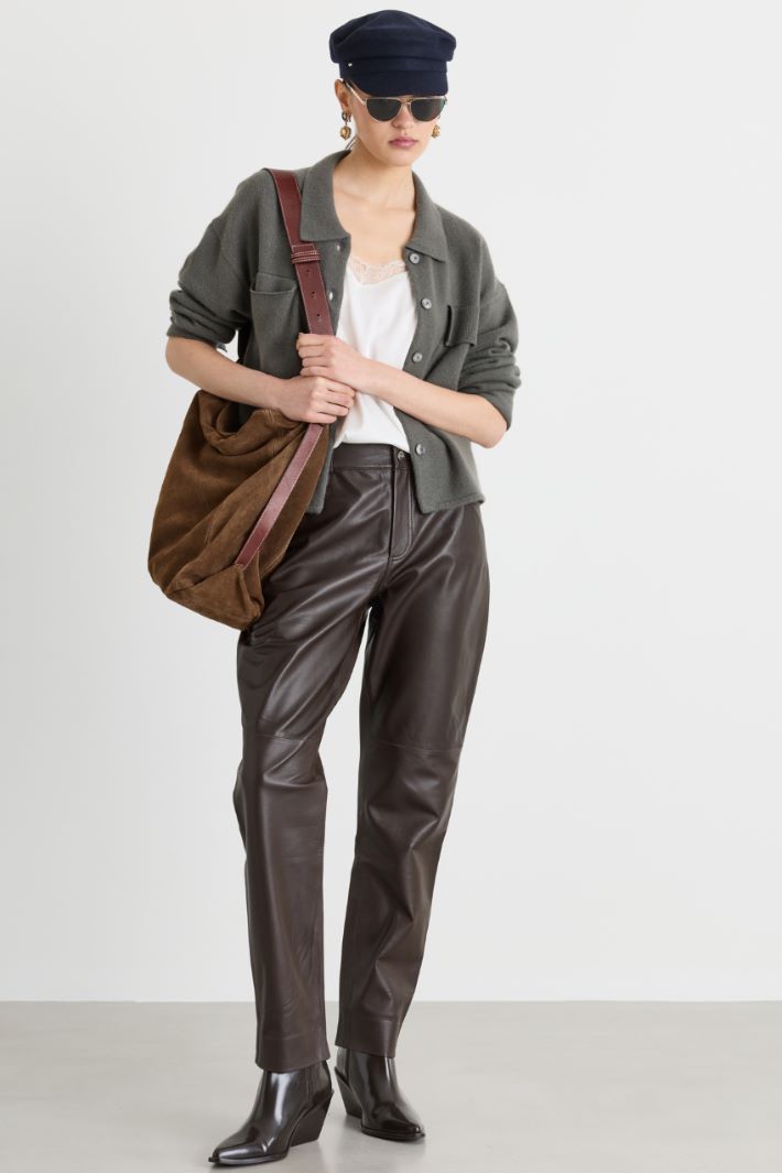 Collared cropped cardigan - GREY - Intrend