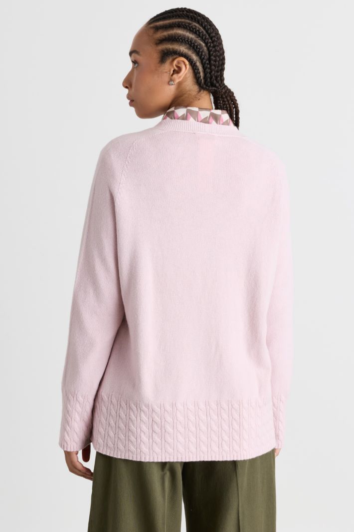 Cable-knit cardigan - PINK - Intrend - 4