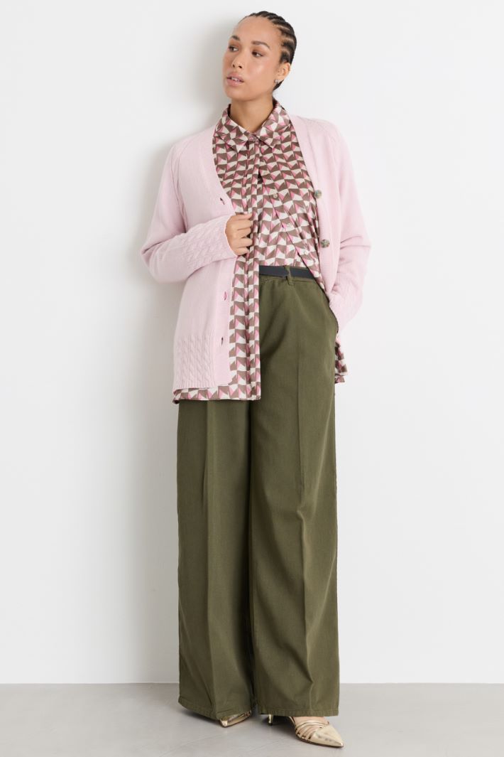 Cable-knit cardigan - PINK - Intrend