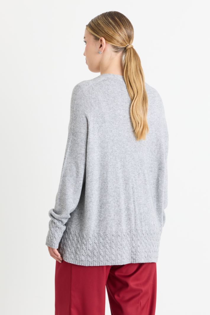 Zopfstrick-Cardigan - GRAU - Intrend - 4