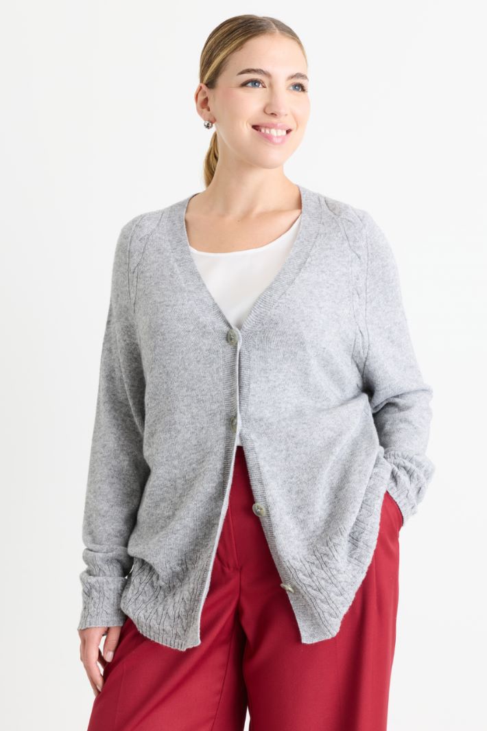 Zopfstrick-Cardigan - GRAU - Intrend - 2