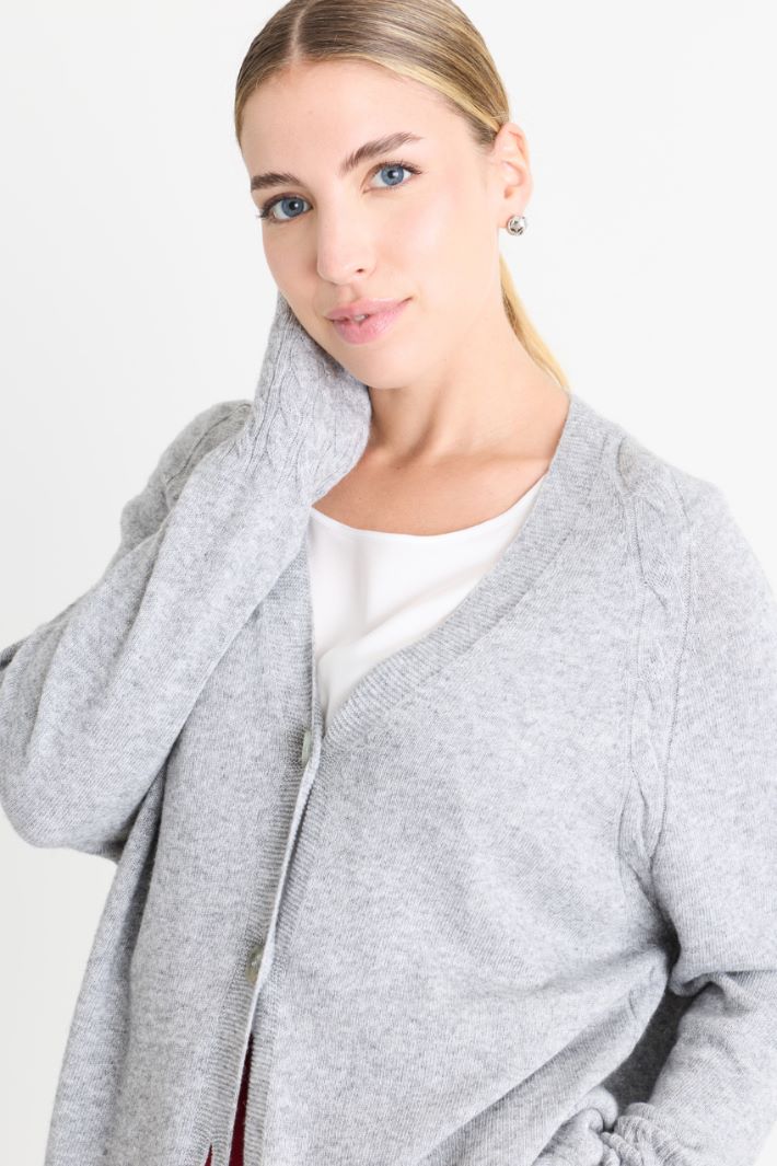 Zopfstrick-Cardigan - GRAU - Intrend - 3