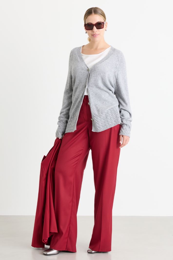 Zopfstrick-Cardigan - GRAU - Intrend