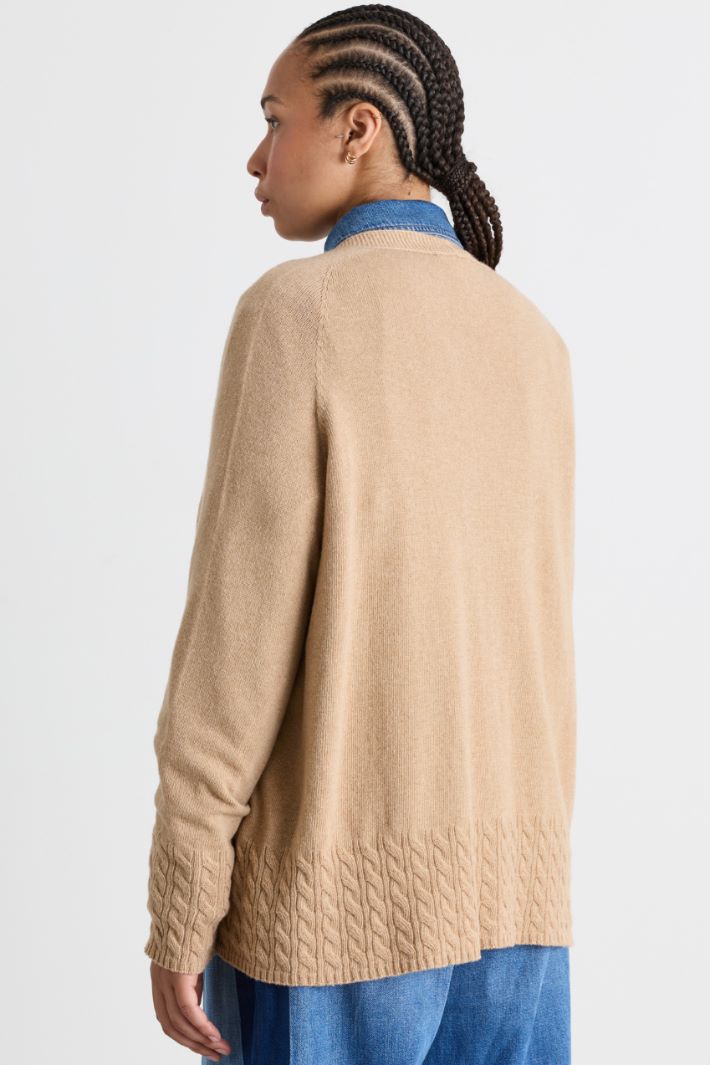 Cable-knit cardigan - CAMEL - Intrend - 4