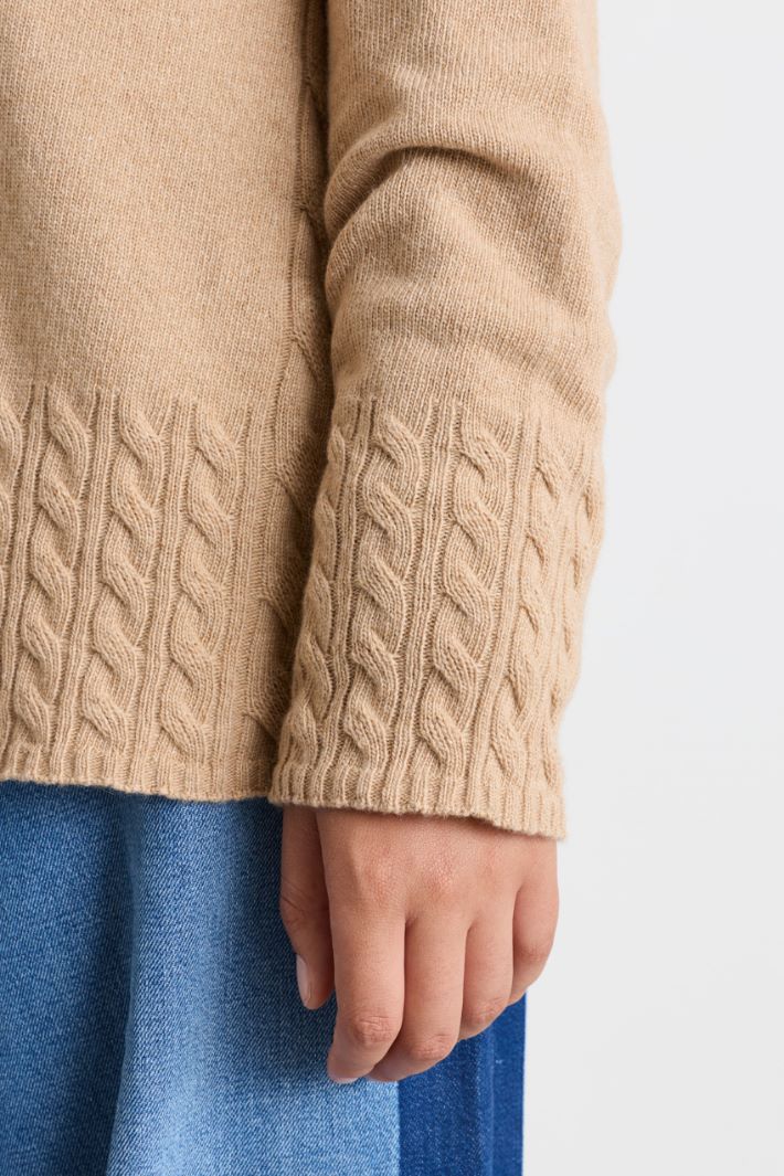 Cable-knit cardigan - CAMEL - Intrend - 3
