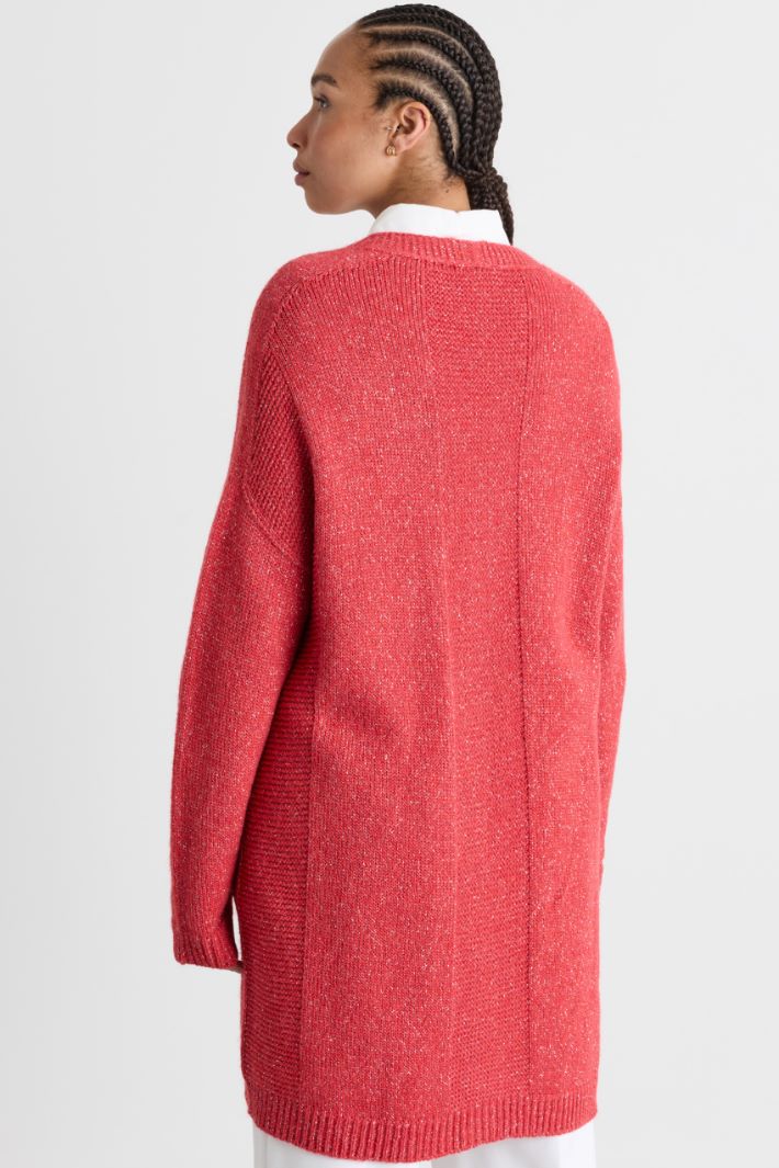 Langer Cardigan aus Lurex - ROT - Intrend - 4