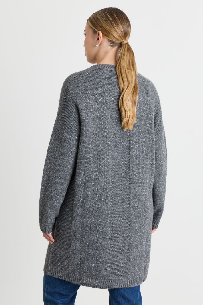 Langer Cardigan aus Lurex - GRAU - Intrend - 4