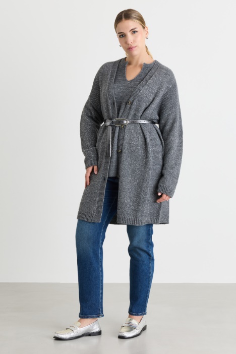Langer Cardigan aus Lurex - Intrend