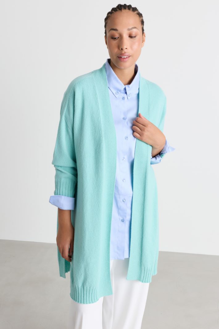 Cardigan long ouvert - VERT - Intrend - 2