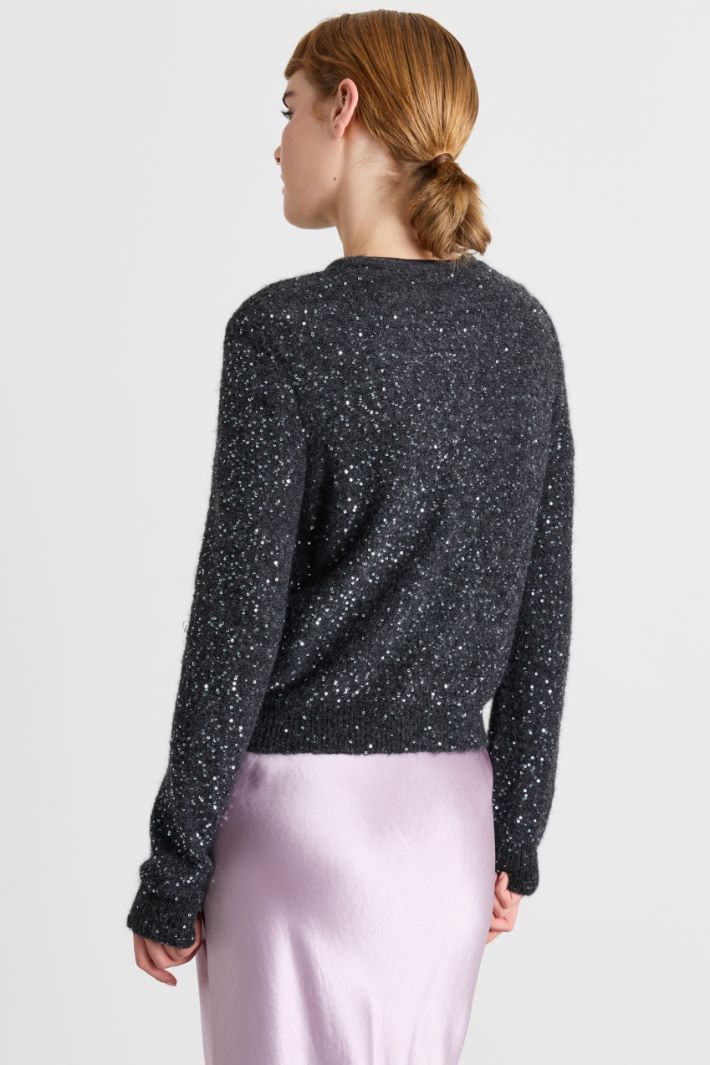 Strickcardigan mit Pailletten - SCHWARZ - Intrend - 4