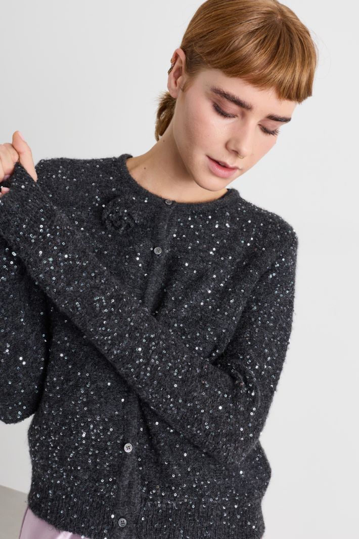 Strickcardigan mit Pailletten - SCHWARZ - Intrend - 3