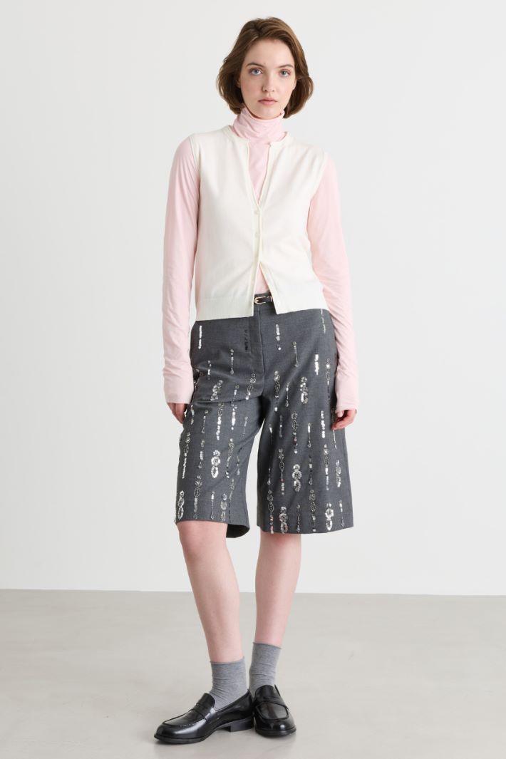 Stretch-Knit Waistcoat - WHITE - Intrend