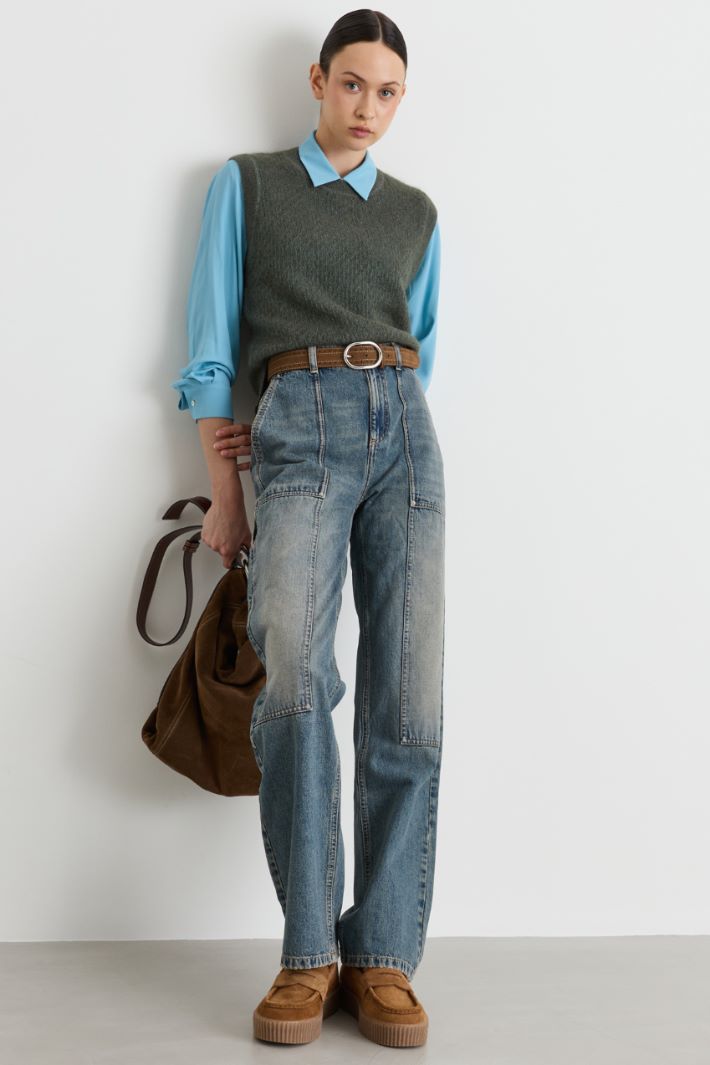 Side-Slit Slipover - GREEN - Intrend