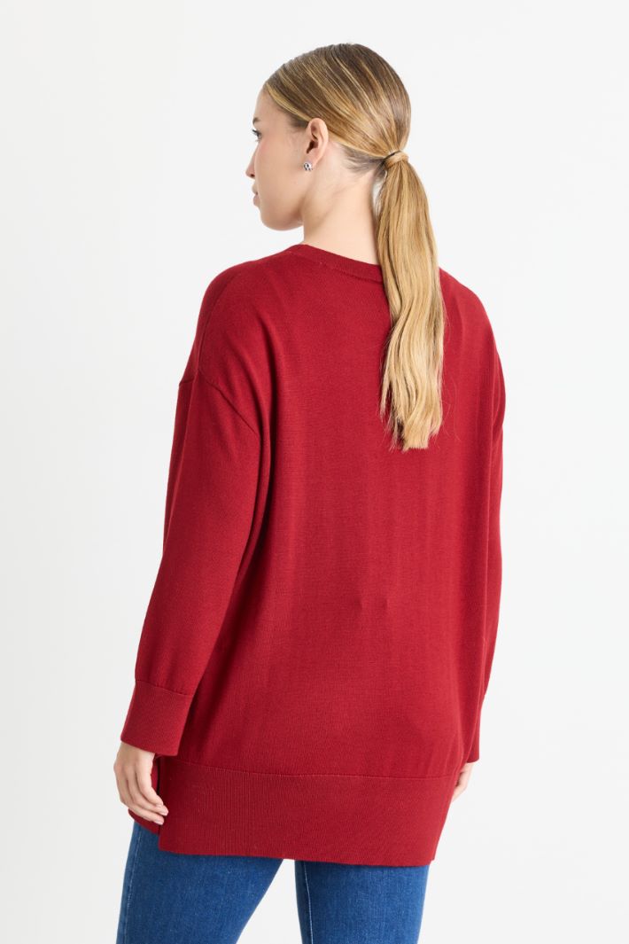 Oversize-Pullover mit Rippstrick - ROT - Intrend - 4