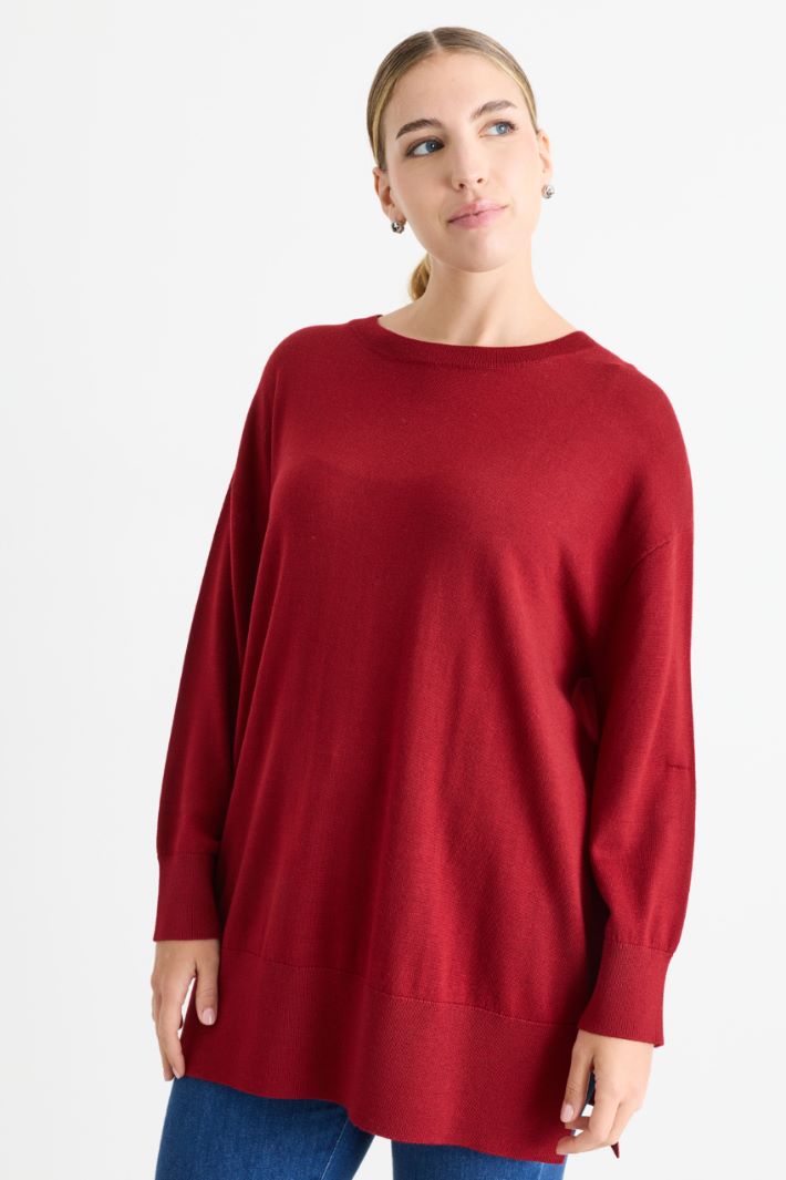 Oversize-Pullover mit Rippstrick - ROT - Intrend - 2