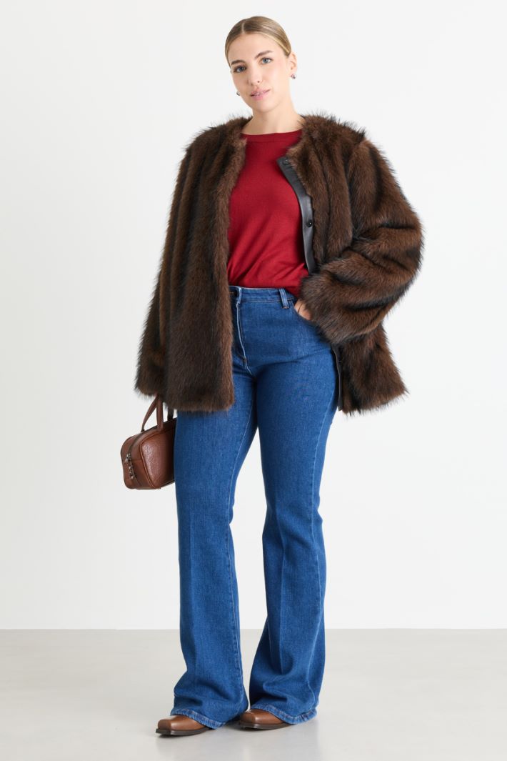 Oversize-Pullover mit Rippstrick - ROT - Intrend
