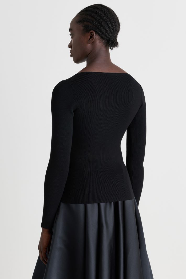 Wide-neck jumper - BLACK - Intrend - 4