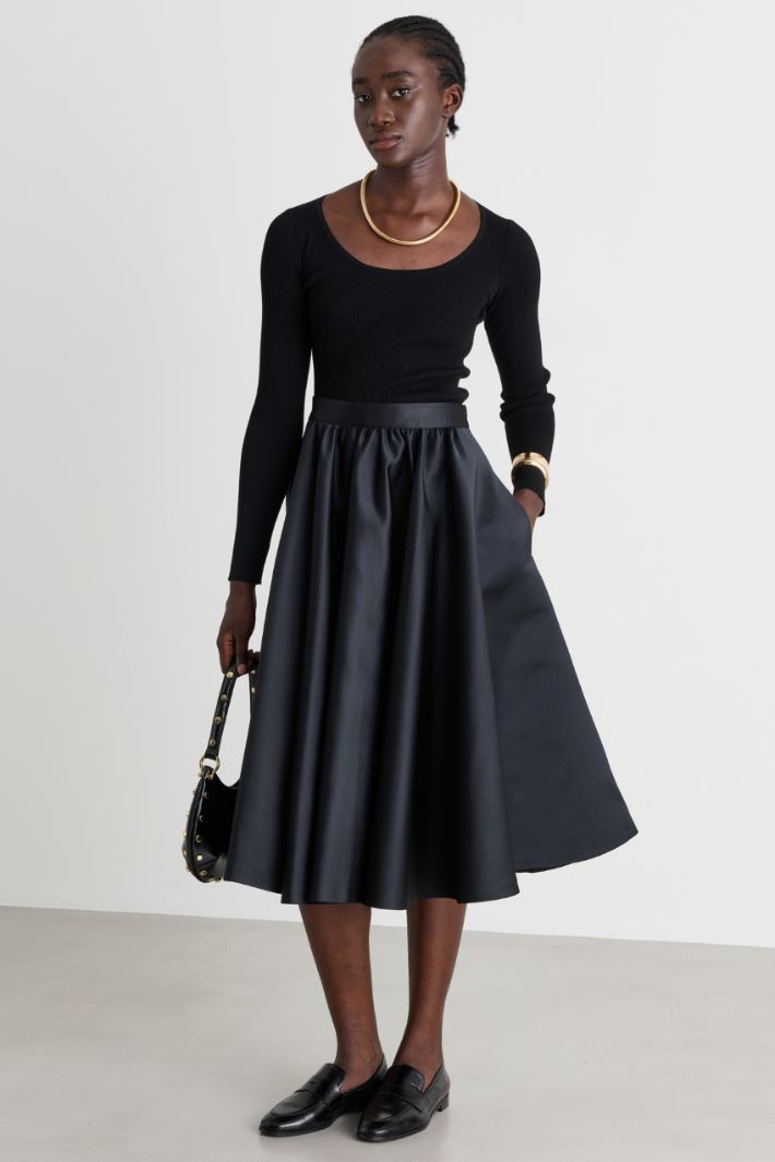 Wide-neck jumper - BLACK - Intrend