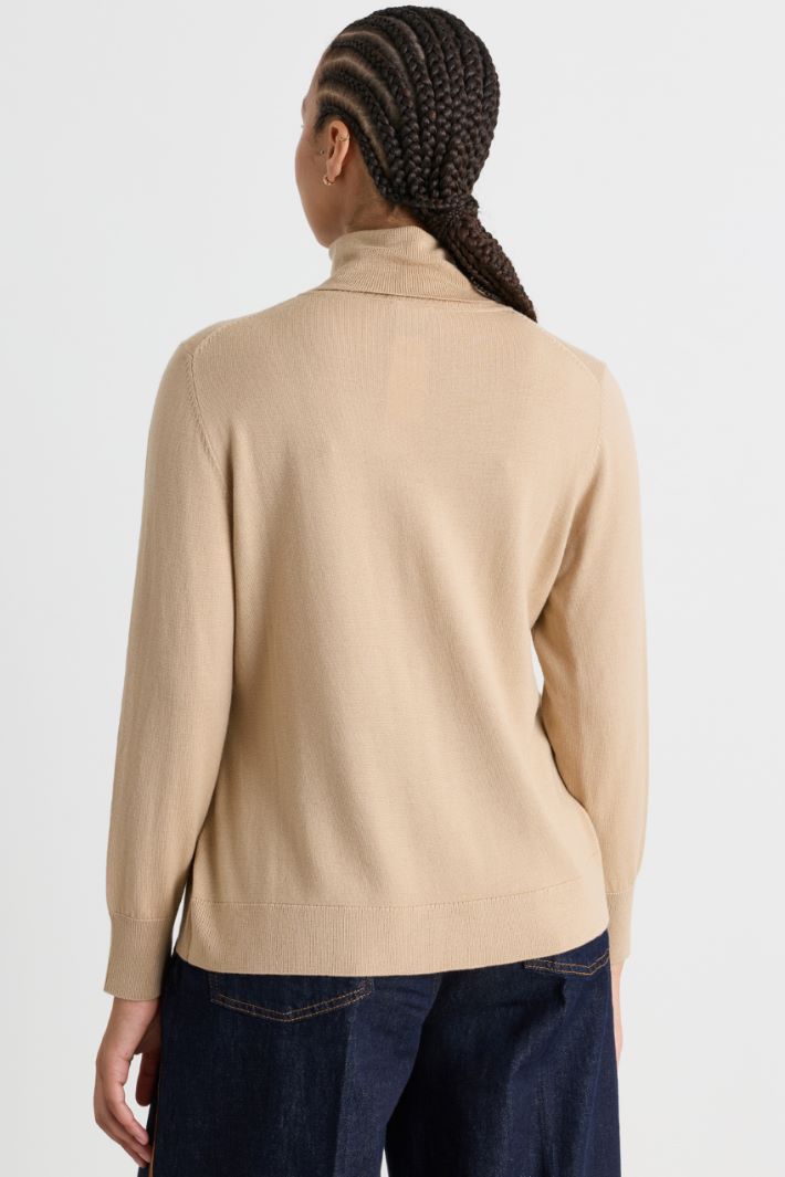 Pull à col roulé semi-ajusté - BEIGE - Intrend - 4