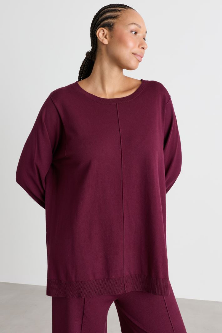 Split-hem jumper - BORDEAUX - Intrend - 2