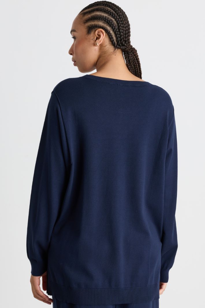Split-hem jumper - BLUE - Intrend - 4