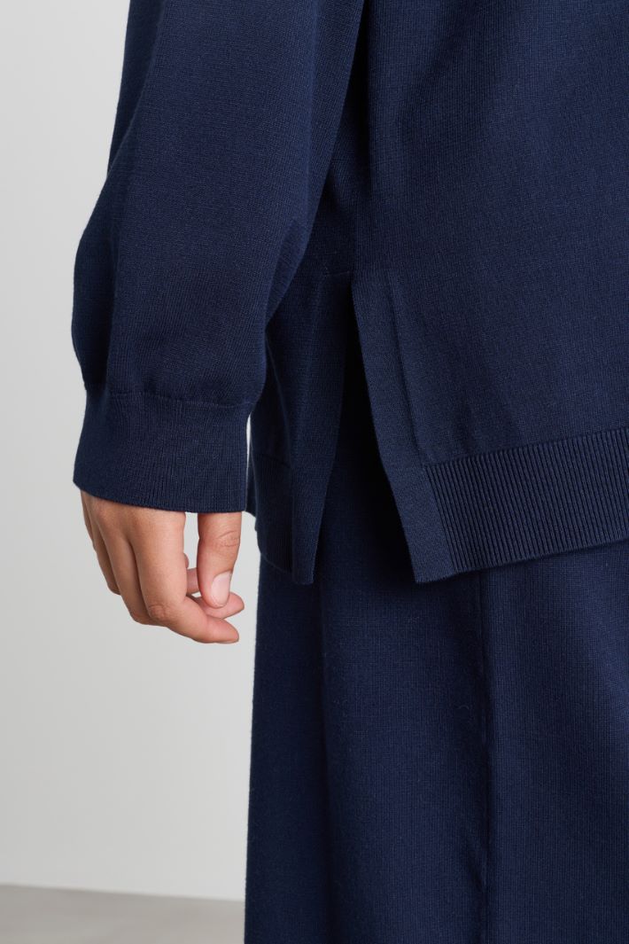 Split-hem jumper - BLUE - Intrend - 3