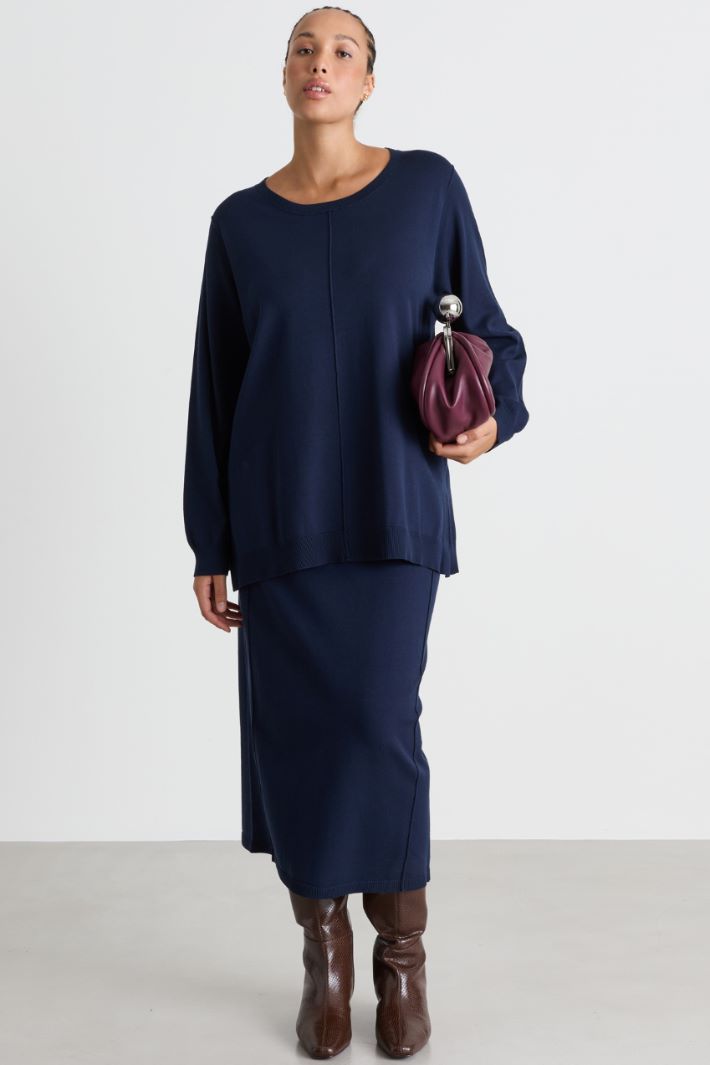 Split-hem jumper - BLUE - Intrend