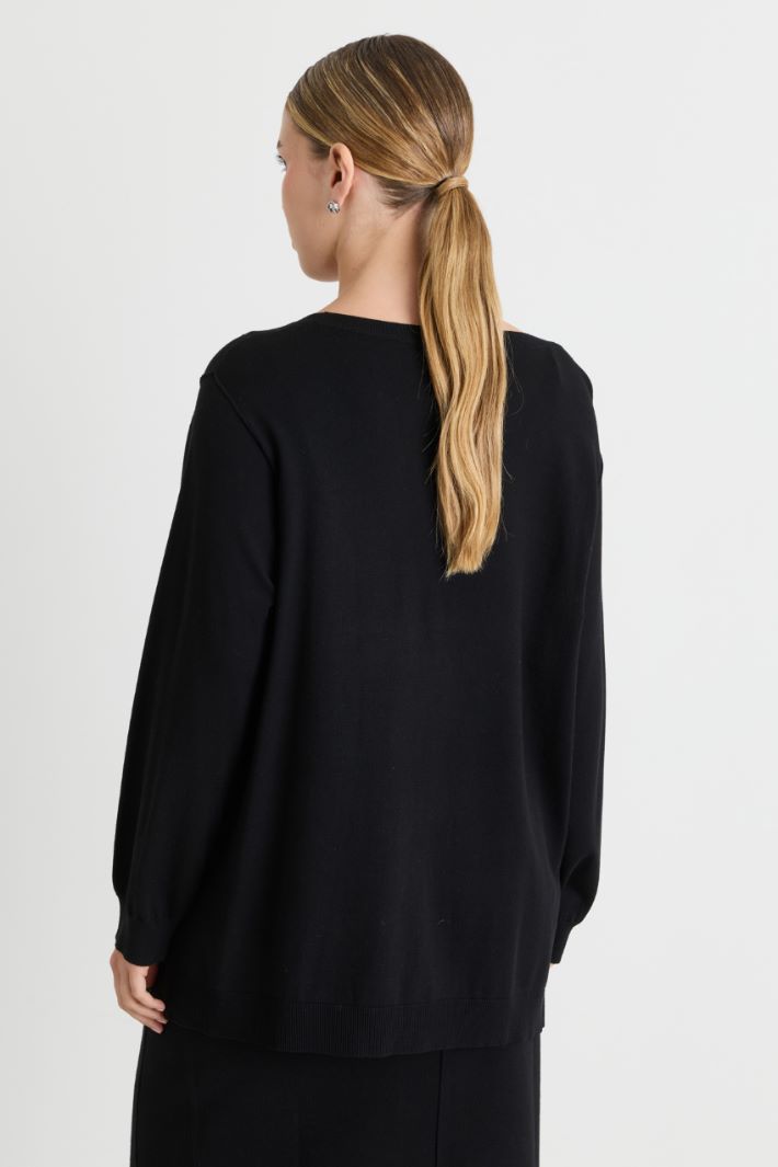 Split-hem jumper - BLACK - Intrend - 4