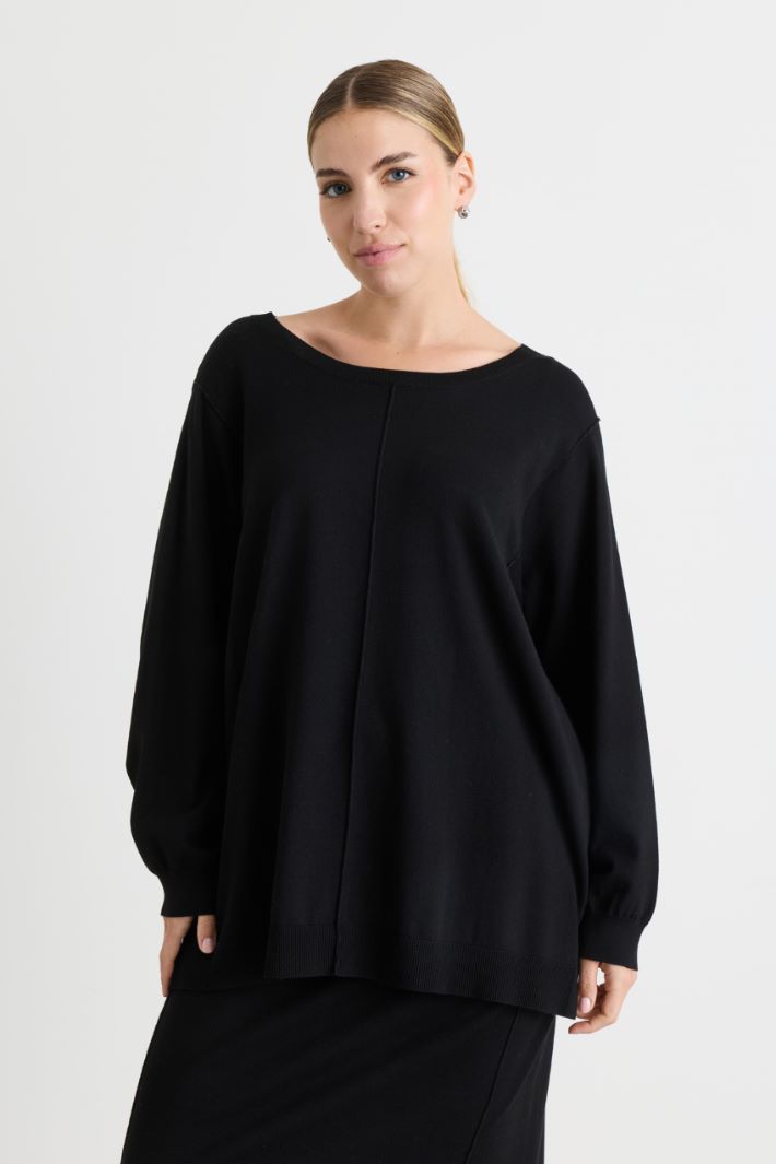 Split-hem jumper - BLACK - Intrend - 2