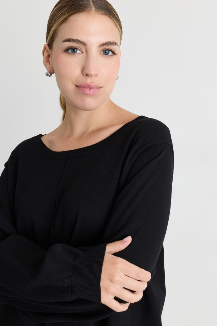 Split-hem jumper - BLACK - Intrend - 3