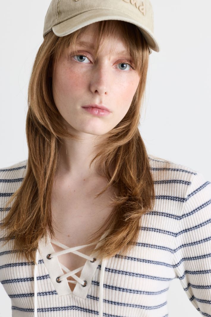 Marinière à lacets - BLANC BLUE - Intrend - 3