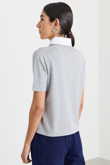 Maglia con colletto rimovibile e cristalli