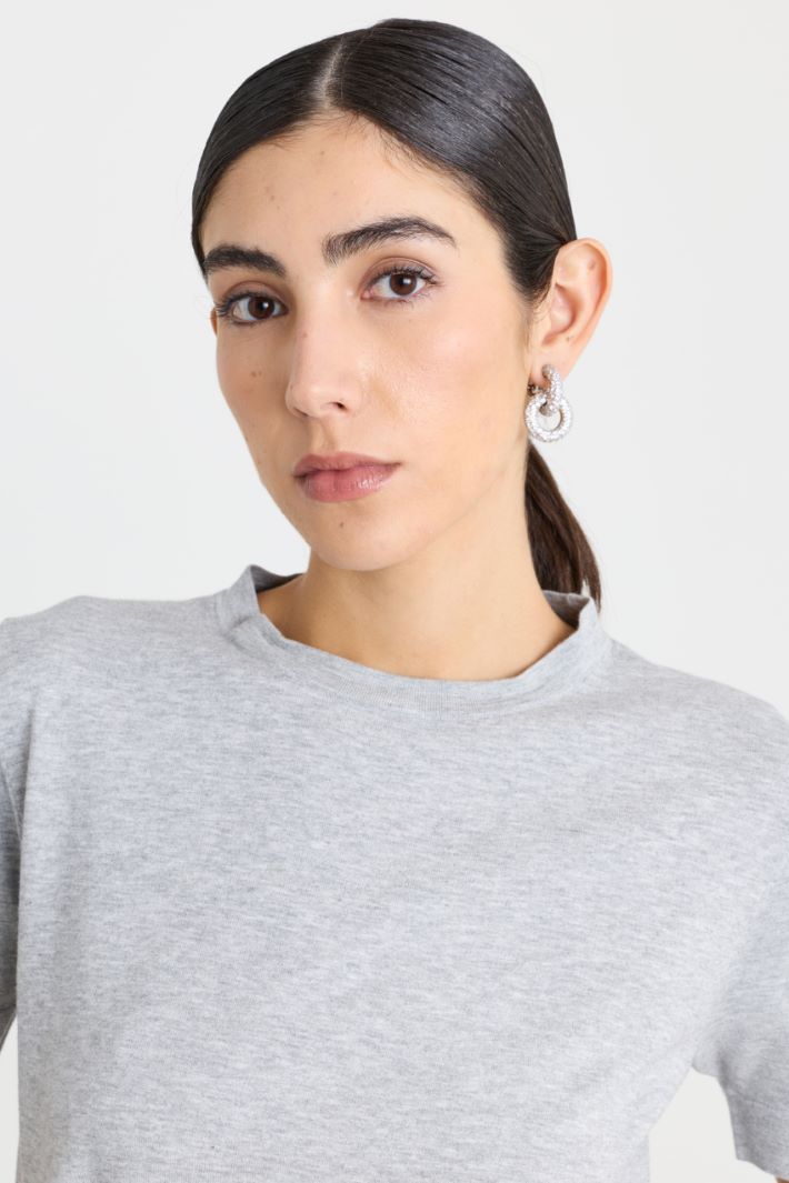 Knitted top with removable collar - GREY - Intrend - 3