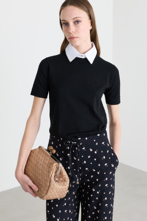 Knitted top with removable collar - Intrend