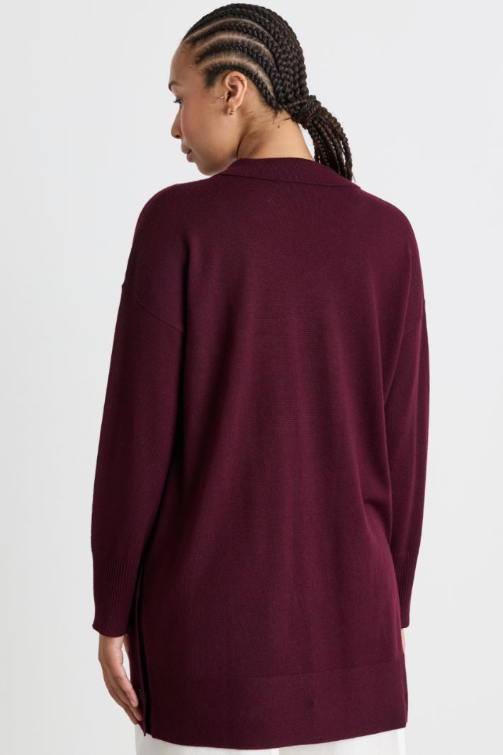 Pointed-collar jumper - BORDEAUX - Intrend - 4