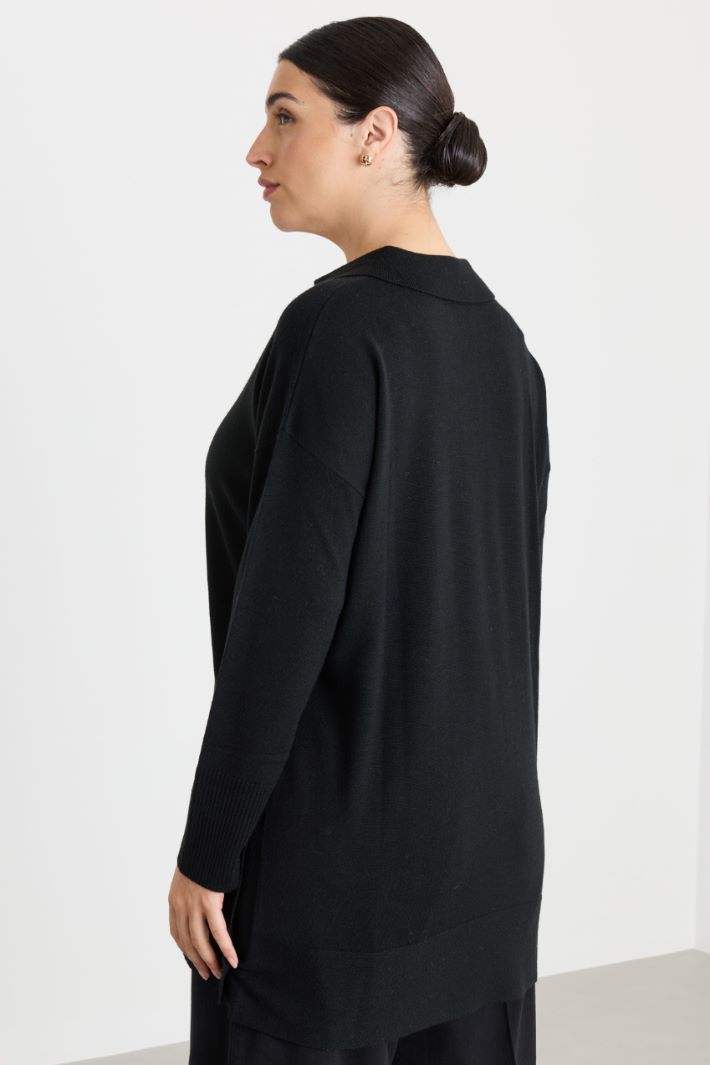 Pointed-collar jumper - BLACK - Intrend - 4