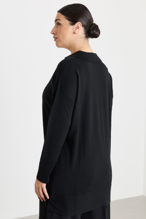 Maglia a polo in misto lana