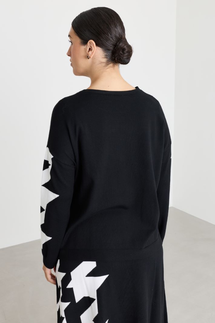 Pull à motif intarsia - NOIR BLANC - Intrend - 4