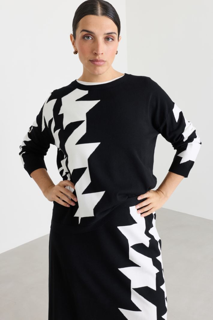 Pull à motif intarsia - NOIR BLANC - Intrend - 2