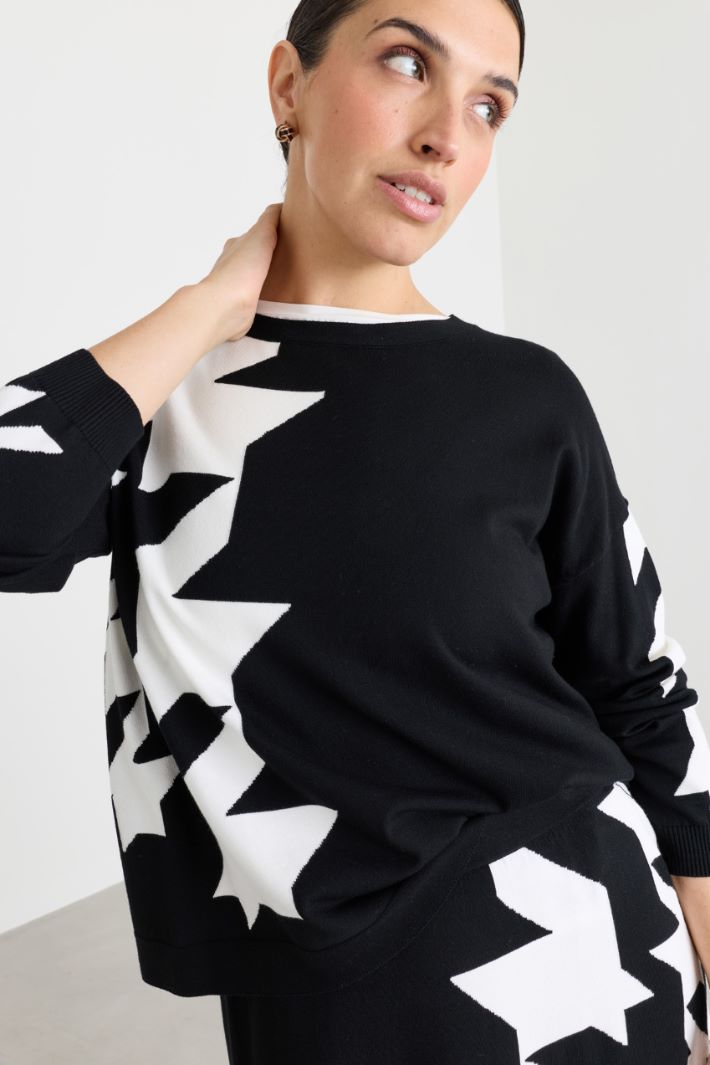 Pull à motif intarsia - NOIR BLANC - Intrend - 3