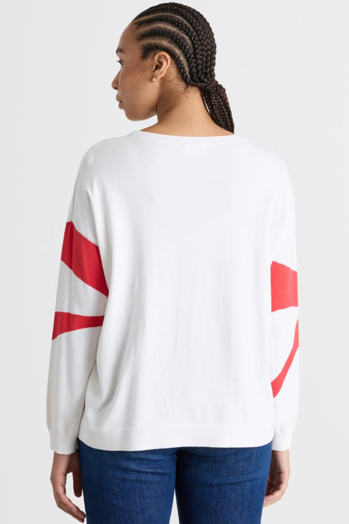 Pull à motif intarsia - BLANC ROUGE - Intrend - 4