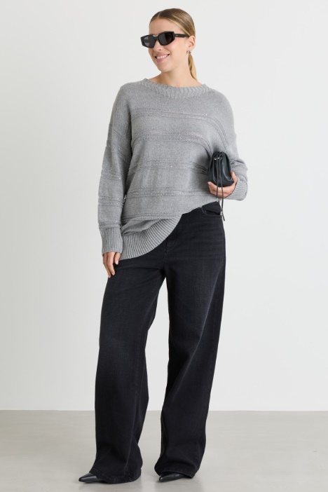 Pailletten-Strickpullover - Intrend